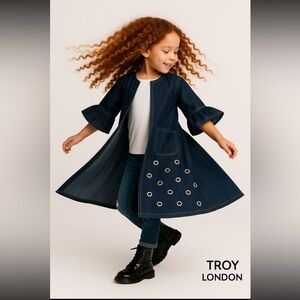 Denim Duster with Grommet Details